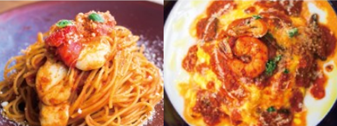 フレッシュトマトとモッツアレラのスパゲッテーニ国産ミンチと茄子のボロネーゼ